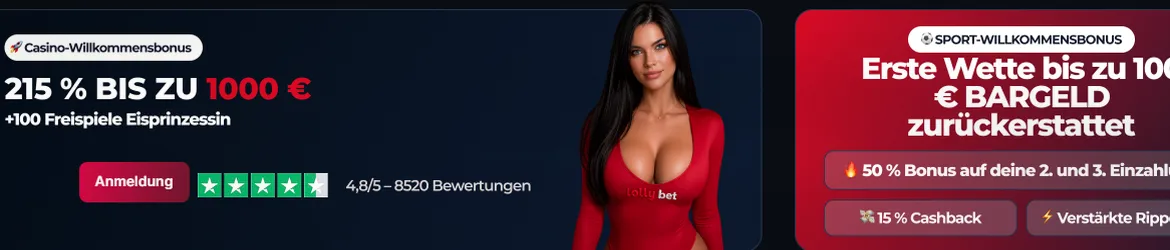 Lollybet Casino — 100% bis zu 500 € plus 100 Freispiele auf die erste Einzahlung
